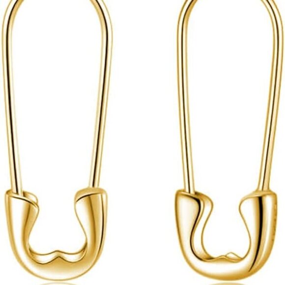 Jewelry - 925 Sterling Silver Safety Pin Earrings Hoop for Women Teens Paperclip Earrings